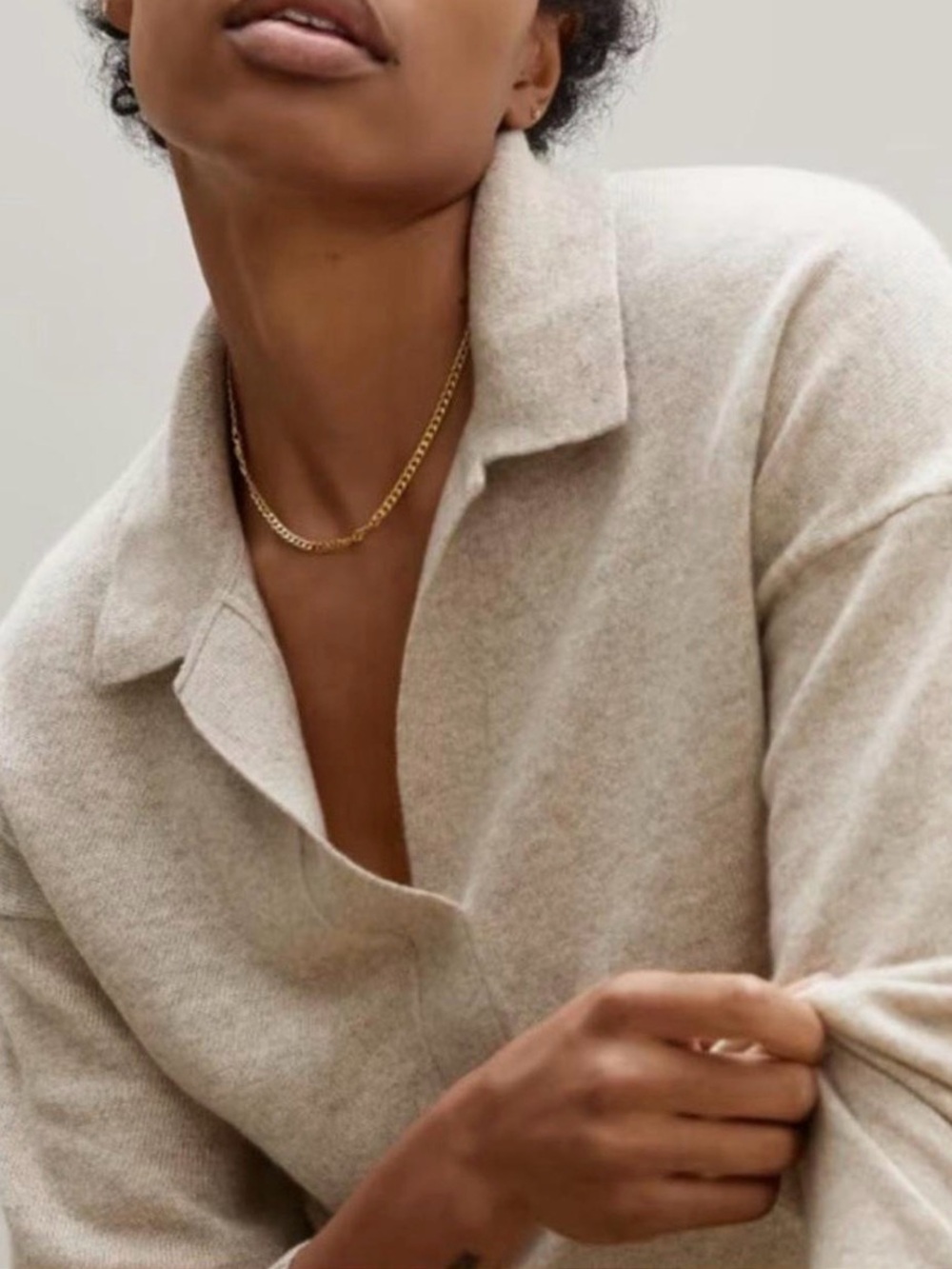 Everlane 100% Cashmere Polo Sweater in Oatmeal